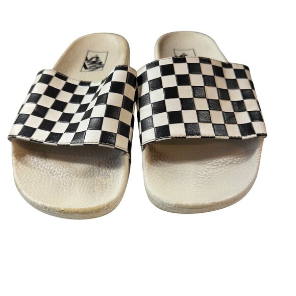 Vans Checkerboard Slide Sandals Men's Size 8 Black & White Checkered - Picture 2 of 7